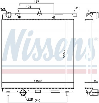 Радіатор охолодження двигуна NISSENS 61277 Peugeot 2008, 207, 208; Citroen C3, C2, C4, DS3 1330E5