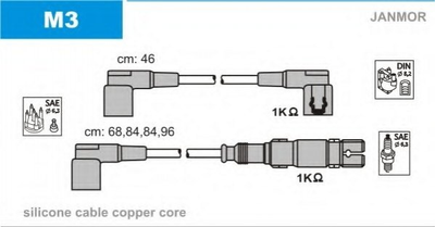 Провід високовольтні Janmor M3 Mercedes C-Class, G-Class, E-Class 1021502018, 1021502118, 1021502818