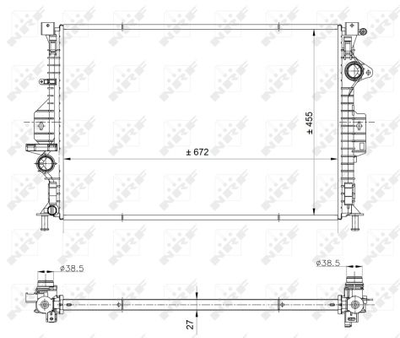 Радиатор охлаждения двигателя NRF 53812 Volvo XC60, XC70, S80, V60, V70, S60; Ford S-Max, Mondeo, Galaxy, Focus; Land Rover Discovery, Freelander, Range Rover 1377541, 1493771, 1778037