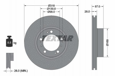 Тормозные диски TEXTAR 92099905 Porsche 911 99635103103, 99635140500, 99635140501