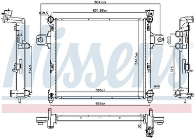 Радіатор охолодження двигуна NISSENS 61038 Jeep Grand Cherokee III (WH, WK), COMMANDER (XK) 55116842AB, K55116842AB