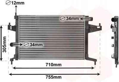 Радіатор охолодження двигуна Van Wezel 37002306 Opel Combo, CORSA 09201956, 1300237, 95513833