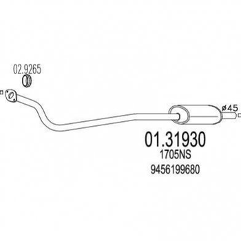Глушник середній MTS 0131930 Peugeot Expert; Citroen Jumpy; Fiat Scudo 1705NS, 9456199680