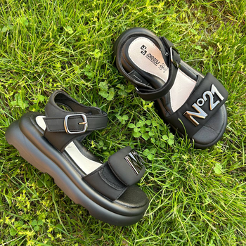 Босоножки Jong Golf для девочек на платформе черные 34