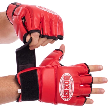 Перчатки для смешанных единоборств MMA кожвинил BOXER (р-р M, красный) (5021_Красный_M)