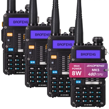 Рація Baofeng UV-5R MK5 комплект 4 шт., UHF/VHF, 8 Вт, 1800 мАч + Гарнітура + Ремінець на шию