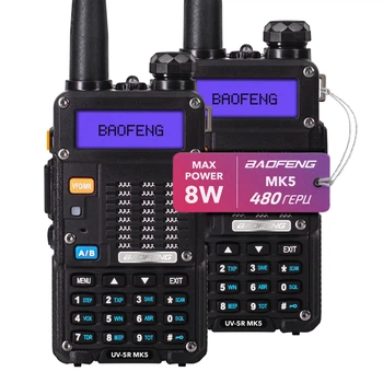 Рація Baofeng UV-5R MK5 комплект 2 шт., UHF/VHF, 8 Вт, 1800 мАч + Гарнітура + Ремінець на шию