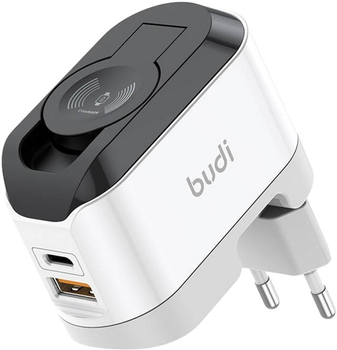 Зарядний пристрій бездротовий Budi USB-C 20W Black/White (6971536927595)