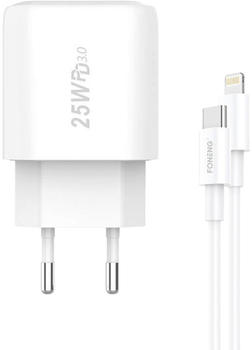 Ładowarka sieciowa Foneng + kabel Typ-C - Lightning 25 W Biała (EU40 Type-C - iPhon)