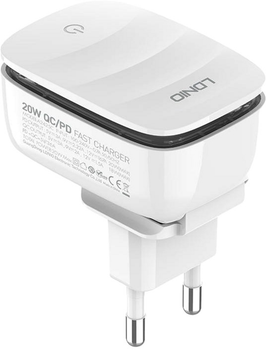 Мережевий зарядний пристрій Ldnio USB-C + кабель Lightning (A2425C Lightning)