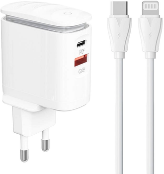 Мережевий зарядний пристрій Ldnio USB-C + кабель USB-C - Lightning (A2423C Type-C - lig)