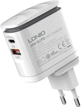 Мережевий зарядний пристрій Ldnio USB-C + кабель USB-C - USB-C (A2423C Type-C-Type-C)