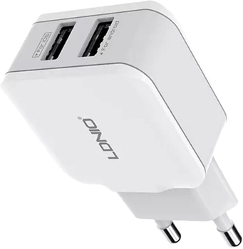 Мережевий зарядний пристрій Ldnio 2 x USB 12 W White (A2202 EU)