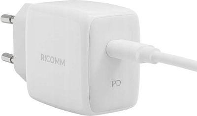 Мережевий зарядний пристрій Ricomm USB-C 25 W + кабель USB-C 2.1 м (RC251 EU)