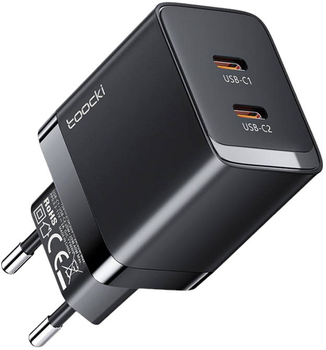 Мережевий зарядний пристрій Toocki 2 x USB-C 40 W Black (TCTCC-SCD02)