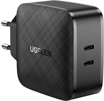 Мережевий зарядний пристрій Ugreen 2 x USB-C 66 W PD Black (6957303805709)