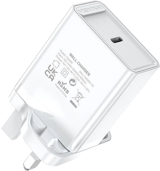 Мережевий зарядний пристрій Vention USB-C 20 W UK White (FADW0-UK)