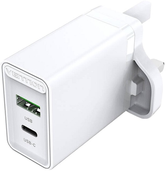 Мережевий зарядний пристрій Vention USB (A+C) 18 W/20 W UK White (FBBW0-UK )