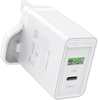 Мережевий зарядний пристрій Vention USB (A+C) 18 W/20 W UK White (FBBW0-UK )