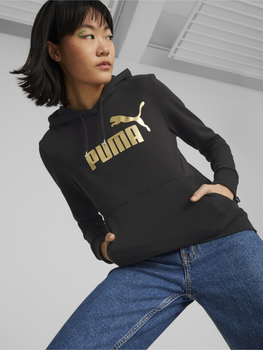 Худі жіноче Puma Ess+ Metallic Logo Hoodie Tr 84909601 L Чорне (4065453125010)