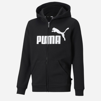 Młodzieżowa bluza rozpinana chłopięca Puma Ess Big Logo Fz Hoodie Fl B 58696701 164 cm Czarna (4063697291089)