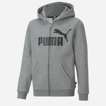 Młodzieżowa bluza rozpinana chłopięca Puma Ess Big Logo Fz Hoodie Tr B 58696803 140 cm Szara (4063697293663)