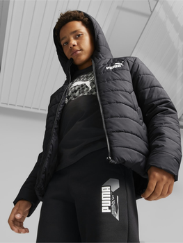 Підліткова демісезонна куртка для хлопчика Puma Ess Hooded Padded Jacket 67055901 164 см Чорна (4065449046404)