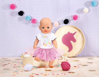 Koszulka z jednorożcem i spódniczka Zapf Creation Baby Born Dolly Moda Shirt + Tutu Unicorn dla lalki 36 cm (4001167870563)
