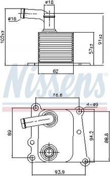 Олійний радіатор (теплообмінник) NISSENS 90776 Ford Focus, Fiesta, S-Max, Galaxy, Transit, Mondeo, Connect, C-Max 1079204, 1149418, 1212740