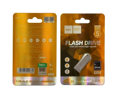 Флешка ЮСБ Hoco UD4 64 Gb USB Flash Drive 2.0 память 64 Гб Steel Intelligent флеш-накопитель USB2.0 емкость 64Гб