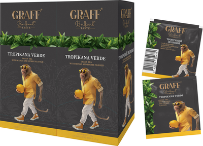 Упаковка зеленого чаю Graff Tropicana Verde Манго-Лічі 2 пачки по 20 пакетиків х 1.5 г (4820279610665)