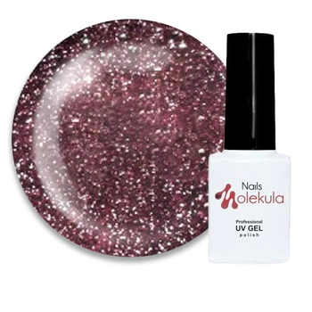 Гель-лак Nails Molekula Flash Effect F08 светоотражающий розово-бордовый с блестками и шиммерами 6 мл (8479350743615)