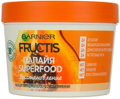 Відновлююча маска для пошкодженого волосся "Папайя" Garnier Fructis Hair Mask 390ml (753844-679241-2)