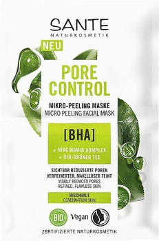 Біомаска-пілінг для комбінованої шкіри обличчя з BHA-кислотою - Sante Pore Control Mask 2x4ml (2x4ml)