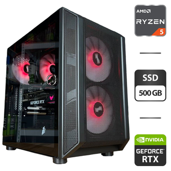 Игровой ПК 1stPlayer D3-3F2-Plus Black Tower / AMD Ryzen 5 5600 (6 (12) ядер по 3.5 - 4.4 GHz) / 16 GB DDR4 / 500 GB SSD M.2 / nVidia GeForce RTX 3060 Ti, 8 GB GDDR6, 256-bit / 650W б/у