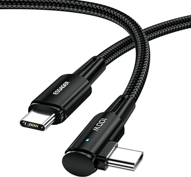 Кабель Essager Sunset Bend Type 100W Fast Charging Type-C to Type-C USB Cable 3 м Black (EXCTT1-CGWTC01)