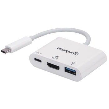 Док-станція хаб Intracom Manhattan 152945 USB 3.1 Type-C - HDMI USB 3.0 PD 60W 4в1 White