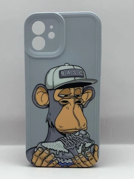 Чохол з принтом NFT мавпи для Apple iPhone 12 сірий