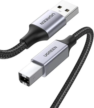 Кабель UGREEN US369 USB 2.0 to USB type B USB Printer Cable для принтерів, сканерів, БФП 2 м Black (80803)