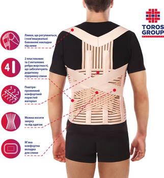 Корсет для корекції постави Торос-Груп коректор Люкс Тип-656П-5 Бежевий (4820114089311)