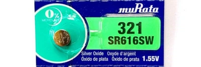Батарейка серебренная muRata 321 SR616SW SR65 RW321 SBAF/DF 1.55 В для кварцевых часов прецизионная 1 шт.