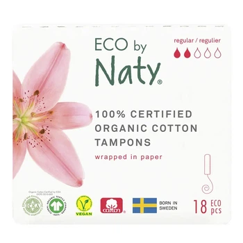 Тампони гігієнічні жіночі ECO BY NATY Regular, 18шт без аплікатора