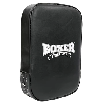 Макивара прямая 45х30х10 см на липучке кожа BOXER черный 1019-02
