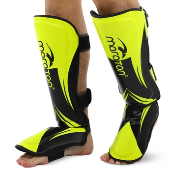 Защита голени и стопы для единоборств Maraton Fight Gear 9321 размер S Neon Green-Black