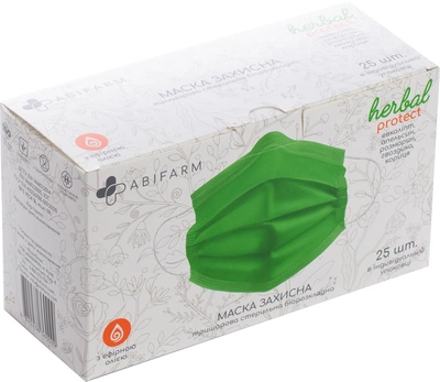Захисні маски Abifarm Herbal Protect ароматичні, з ефірними оліями, 3-шарові, стерильні, 25 шт (1HLP01) (4820238360150)