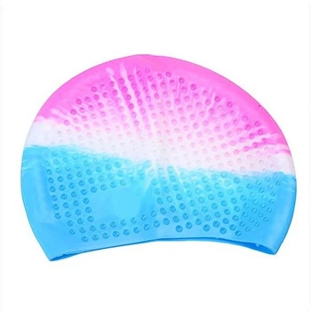 Шапочка для плавания на длинные волосы Final Silicone My Fit 01 розовый-белый-голубой