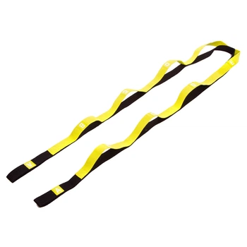 Лента для растяжки Record Stretch Strap My Fit 6347 8 петель Black-Yellow