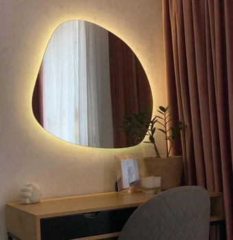 Фігурне стильне дизайнерське дзеркало Comfort Vision Сердце дракона 70x70 см з LED підсвіткою