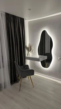 Фігурне стильне дизайнерське дзеркало Comfort Vision Ілюзія 150х70 см з LED підсвіткою