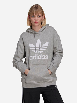 Bluza damska z kapturem oversize adidas Adicolor Trefoil Hoodie H33589 38 Szara (4064055604015)